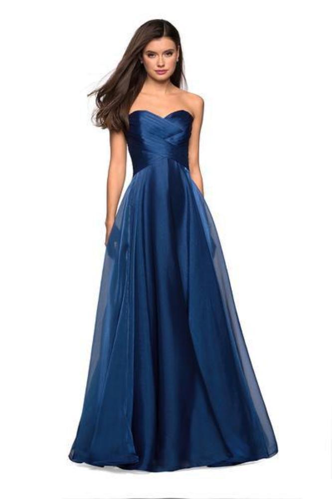 La Femme - 27515 Strapless Sweetheart Metallic Chiffon Prom Dress Bridesmaid Dresses