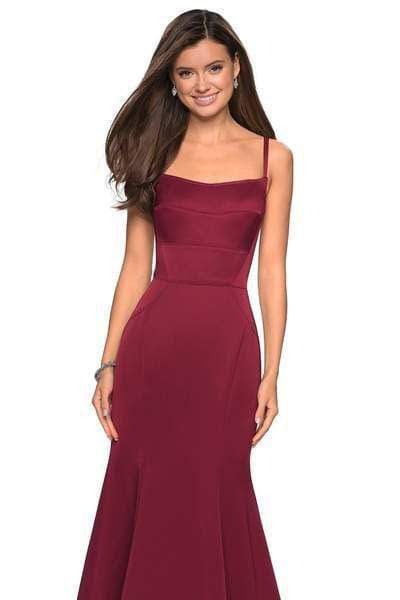 La Femme - 27524 Modified Scoop Jersey Trumpet Dress Bridesmaid Dresses 00 / Burgundy
