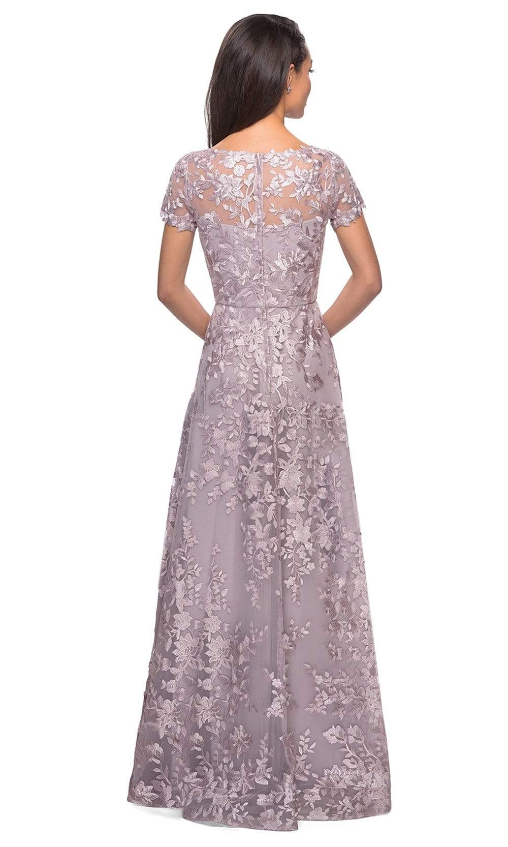 La Femme - 27870 Short Sleeve Lace Overlaid A-Line Dress Mother of the Bride Dresses