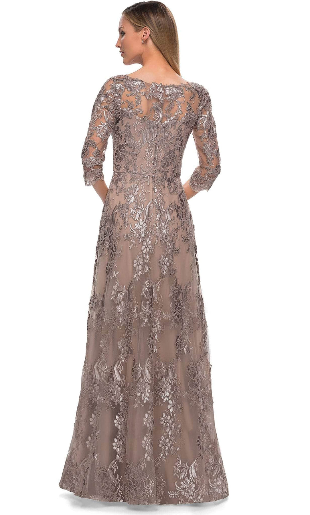 La Femme - 27885 Lace Quarter Length Sleeve Bateau A-line Dress Mother of the Bride Dresses