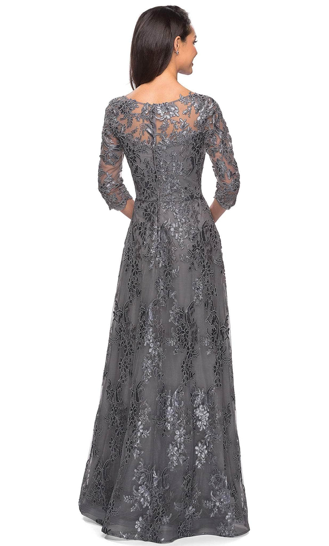 La Femme - 27885 Lace Quarter Length Sleeve Bateau A-line Dress Mother of the Bride Dresses