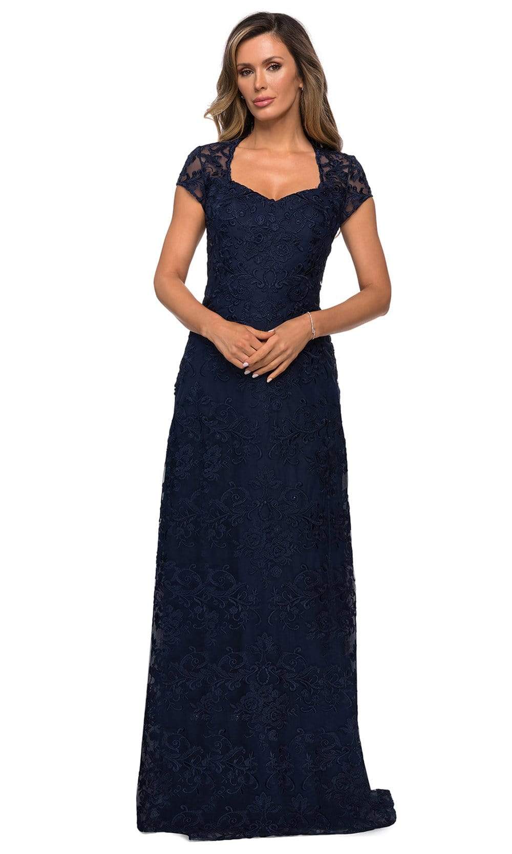 La Femme - 27951 Lace V Neck Sheath Dress Mother of the Bride Dresses