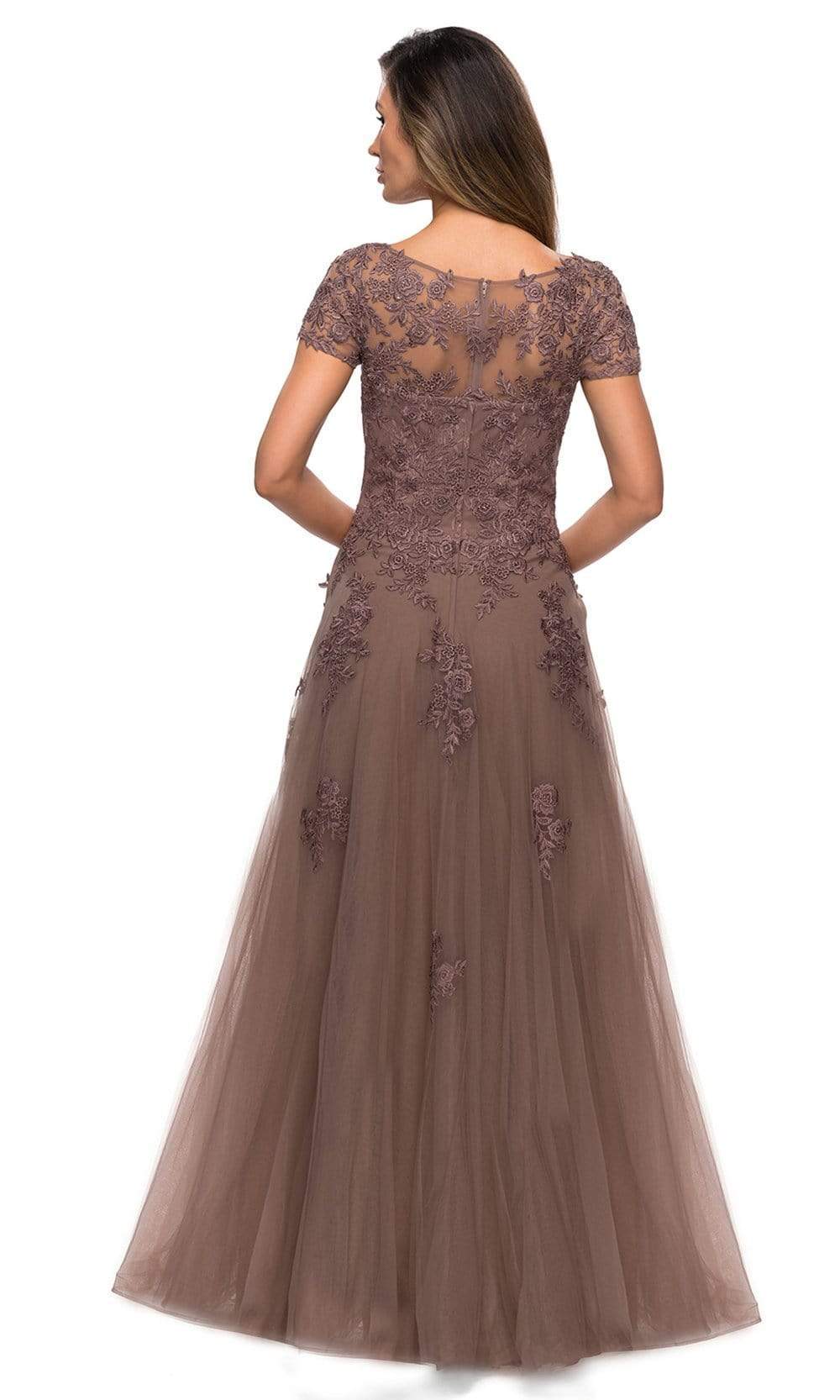 La Femme - 27958 Embroidered Short Sleeve Tulle A-Line Dress Mother of the Bride Dresses