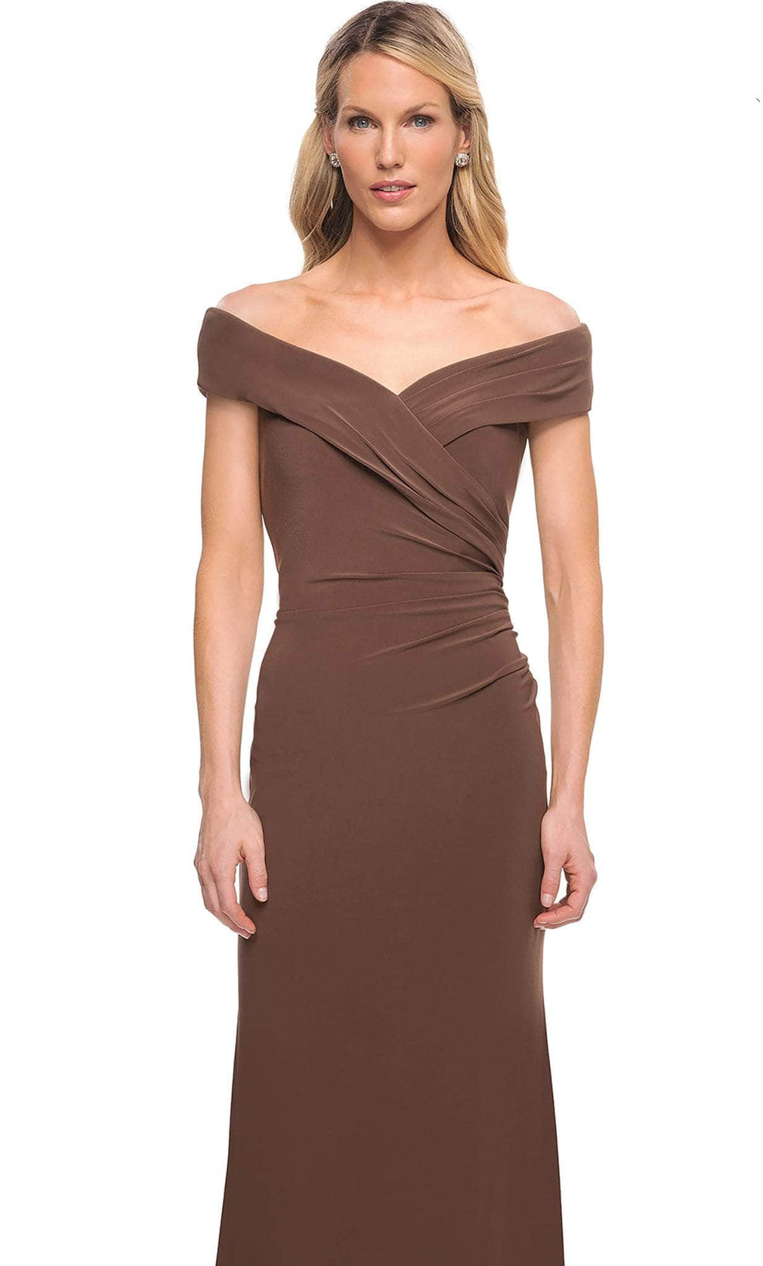 La Femme - 27959 Pleat-Ornate Off Shoulder Jersey Dress Mother of the Bride Dresses