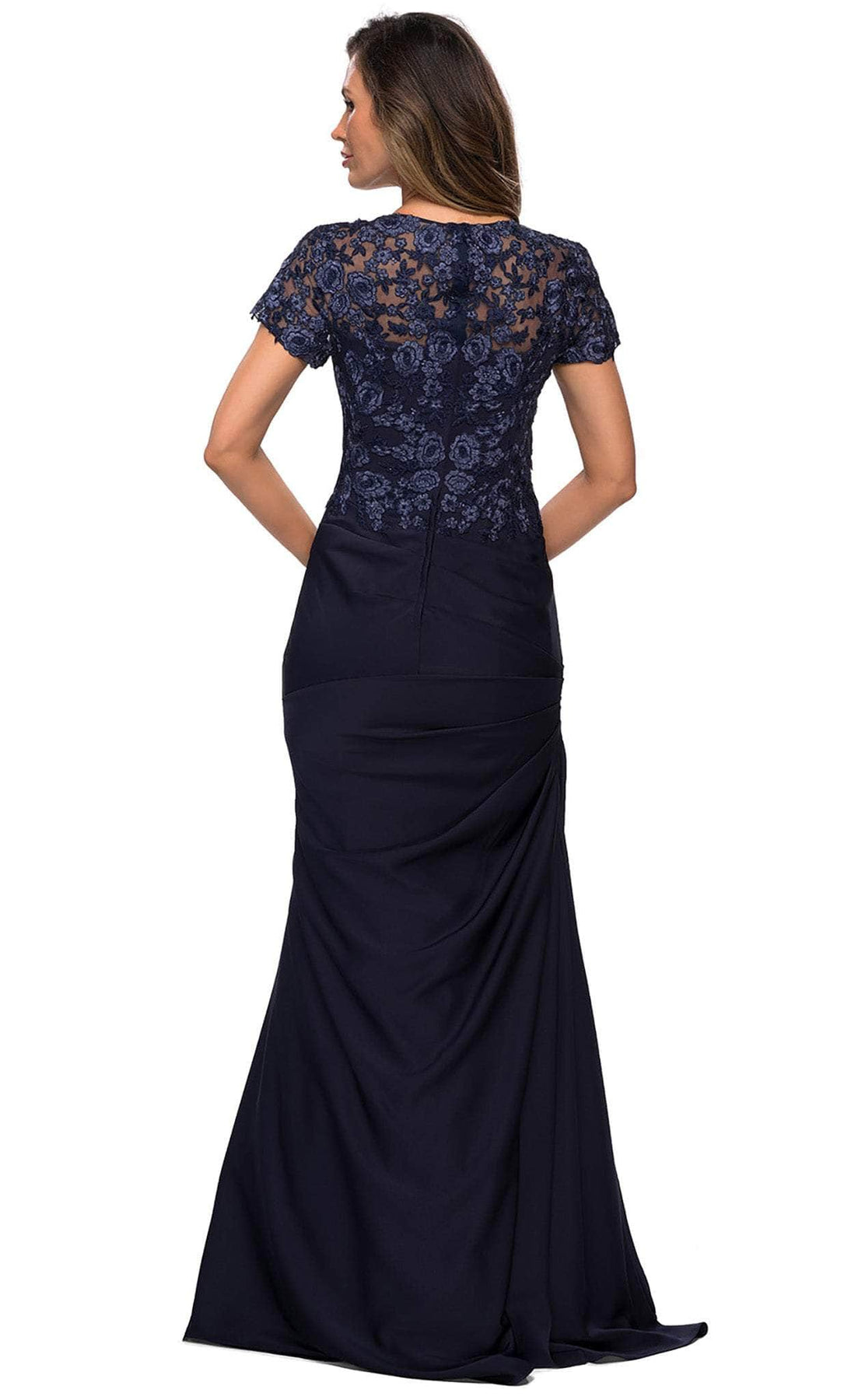 La Femme - 27989 Applique V Neck Trumpet Dress Mother of the Bride Dresses