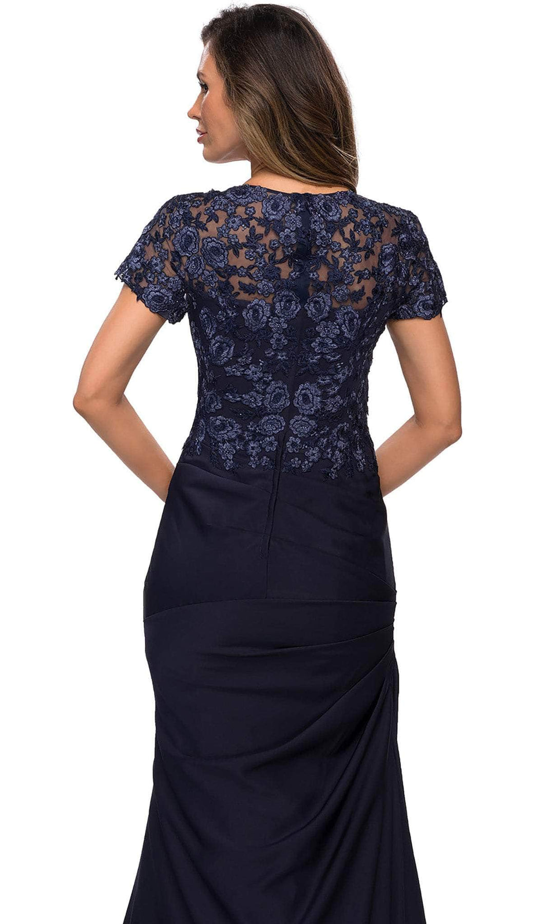La Femme - 27989 Applique V Neck Trumpet Dress Mother of the Bride Dresses
