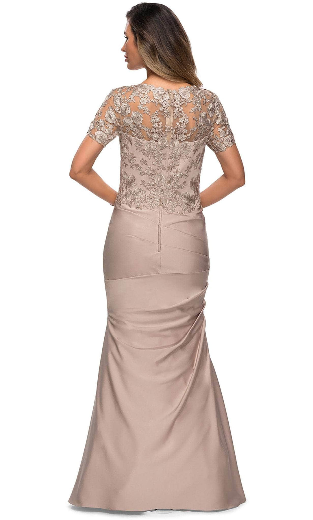 La Femme - 27989 Applique V Neck Trumpet Dress Mother of the Bride Dresses