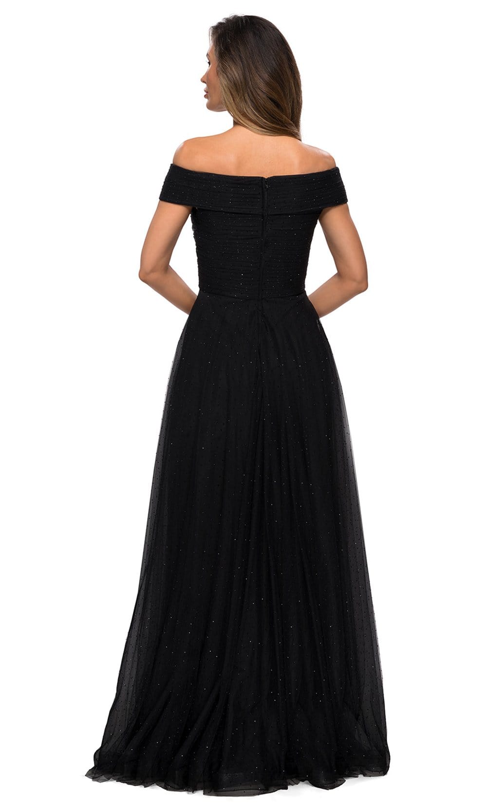 La Femme - 28051 Crystal Beaded Tulle Off Shoulder A-Line Gown Mother of the Bride Dresses