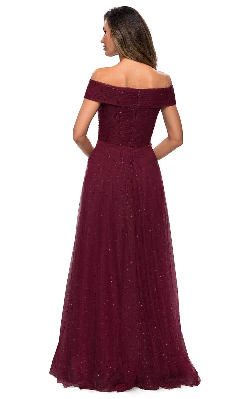 La Femme - 28051 Crystal Beaded Tulle Off Shoulder A-Line Gown Mother of the Bride Dresses