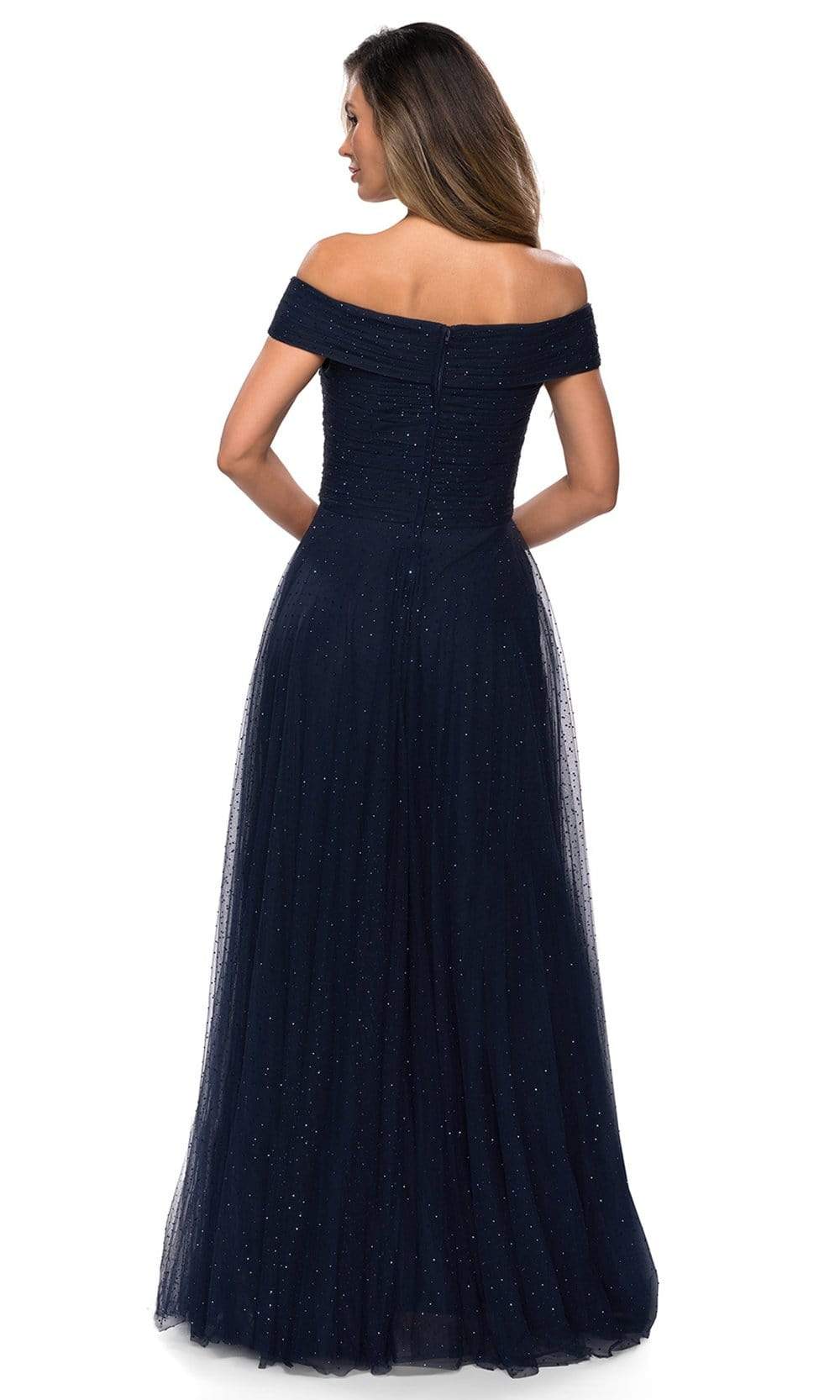 La Femme - 28051 Crystal Beaded Tulle Off Shoulder A-Line Gown Mother of the Bride Dresses
