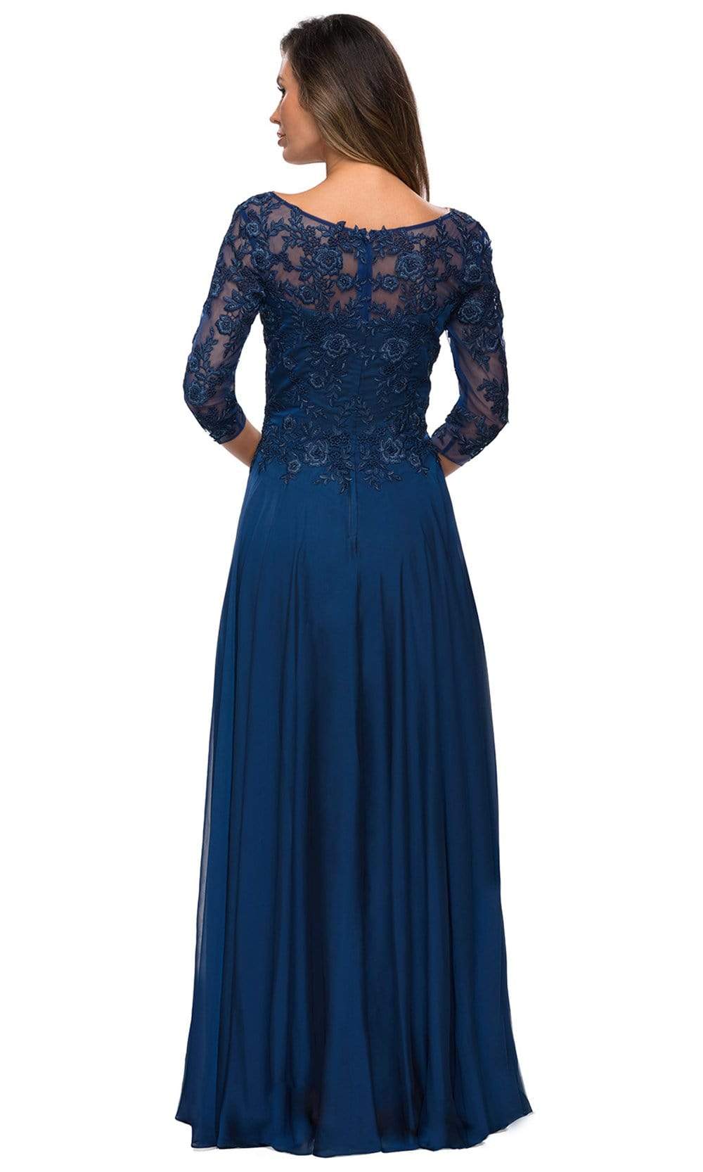 La Femme - 28106 Floral Lace Appliqued Bodice A-Line Gown Mother of the Bride Dresses