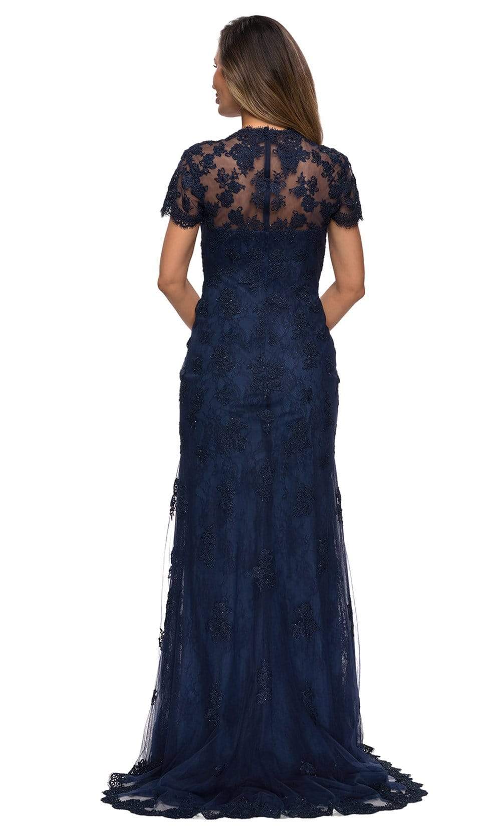 La Femme - 28195 Scallop Drape Lace Short Sleeve Dress Mother of the Bride Dresses