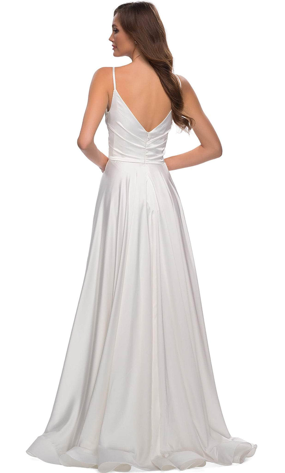 La Femme - 28607 Sleeveless Deep V Neck High Leg Slit A-Line Gown Prom Dresses