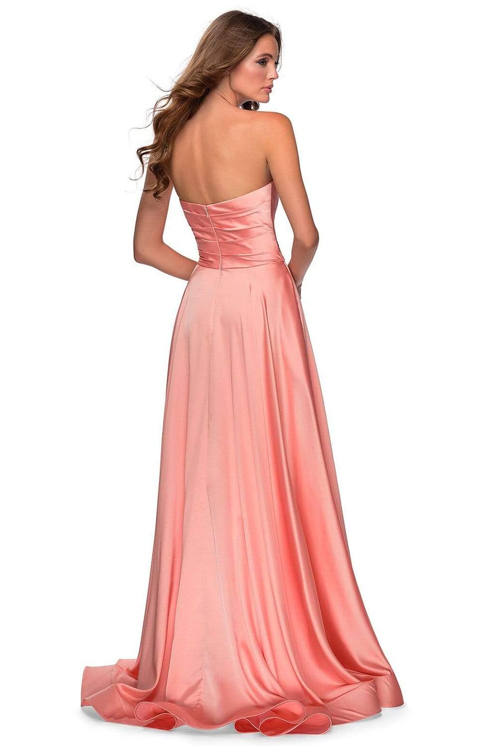 La Femme - 28608 Strapless Sweetheart Wrap Bodice Satin A-line Gown Bridesmaid Dresses