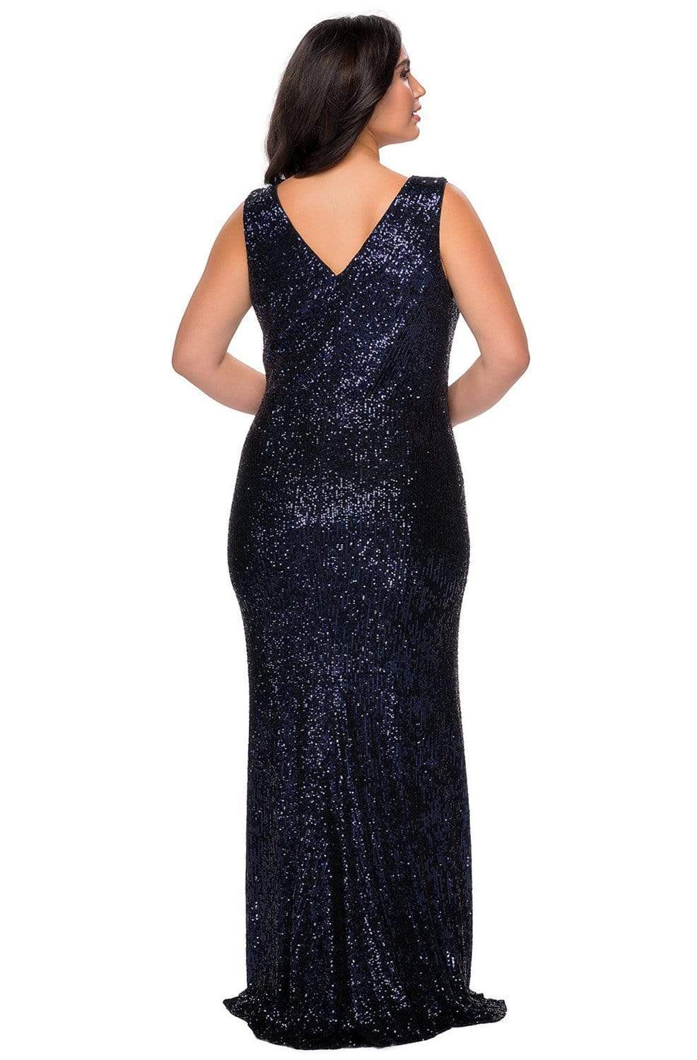 La Femme - 28770 Sleeveless V Neck Allover Sequin Evening Gown Evening Dresses