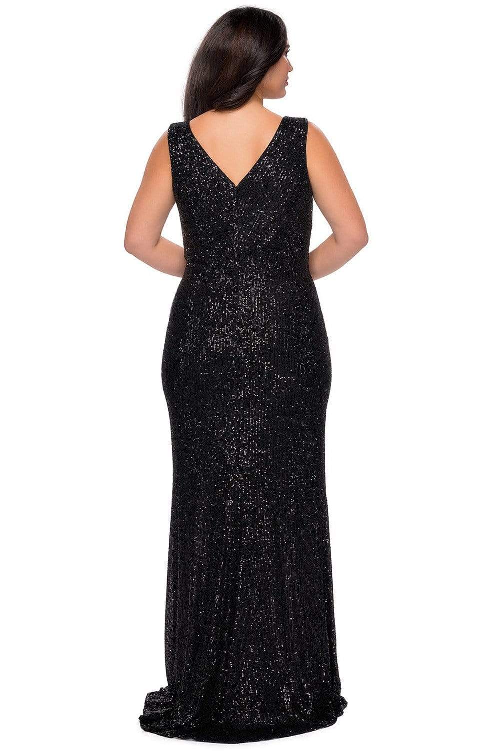 La Femme - 28770 Sleeveless V Neck Allover Sequin Evening Gown Evening Dresses