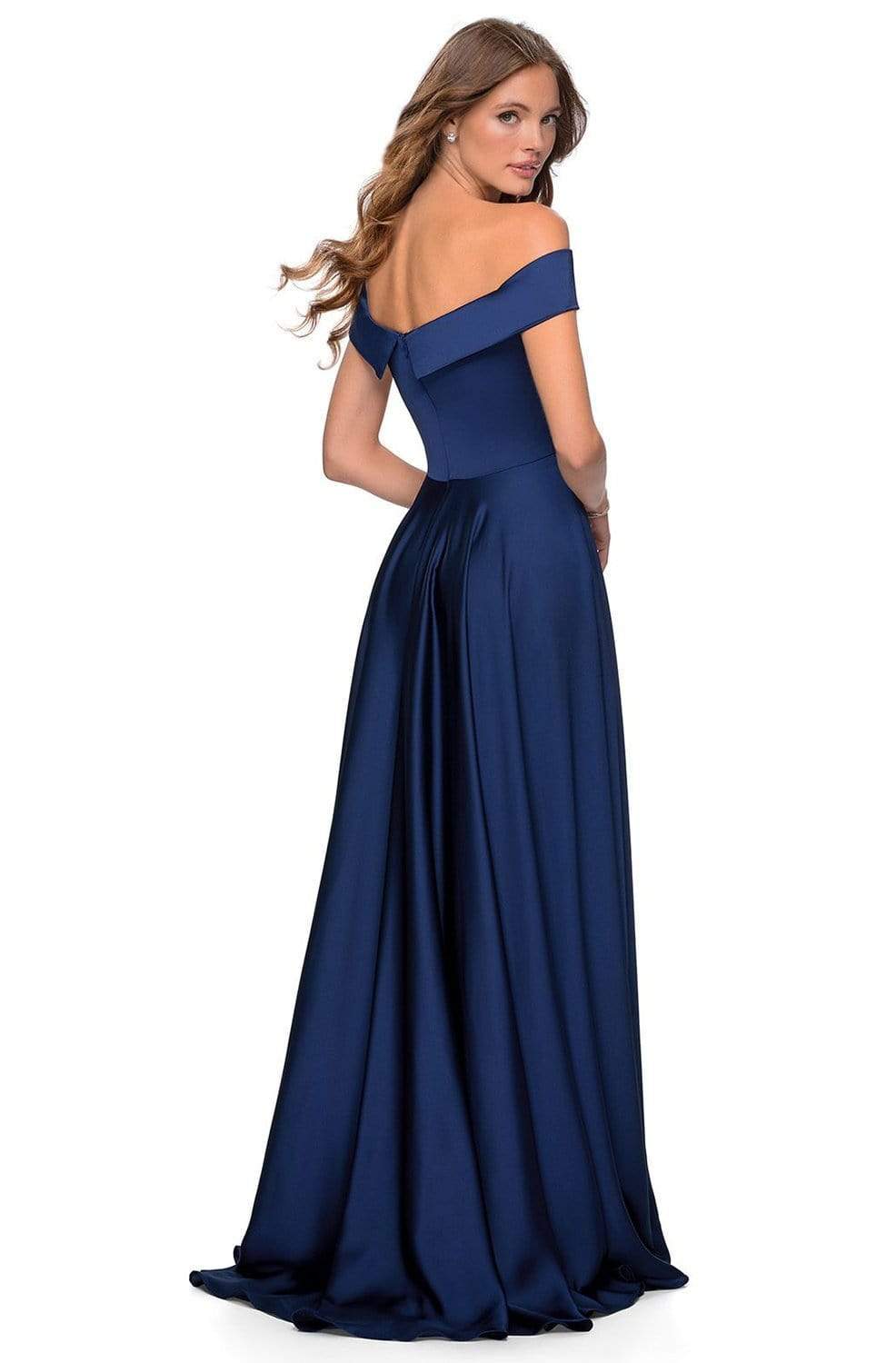 La Femme - 28978 Satin Off-Shoulder A-line Gown Bridesmaid Dresses