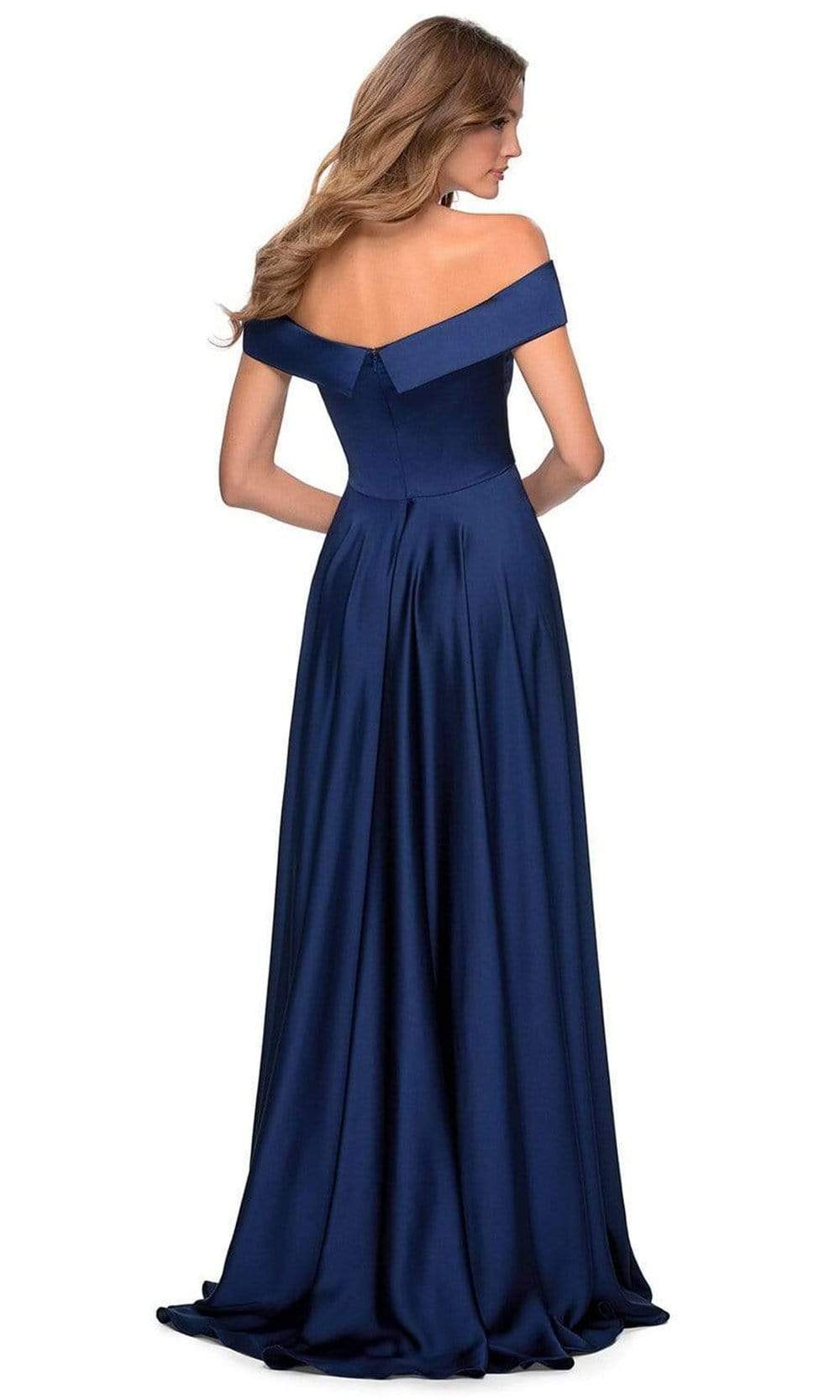 La Femme - 28978 Satin Off-Shoulder A-line Gown Bridesmaid Dresses