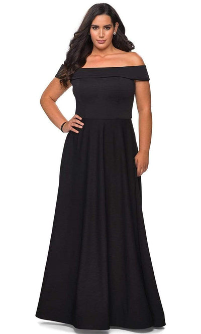 La Femme - 29007 Off Shoulder High Slit A-Line Gown Evening Dresses