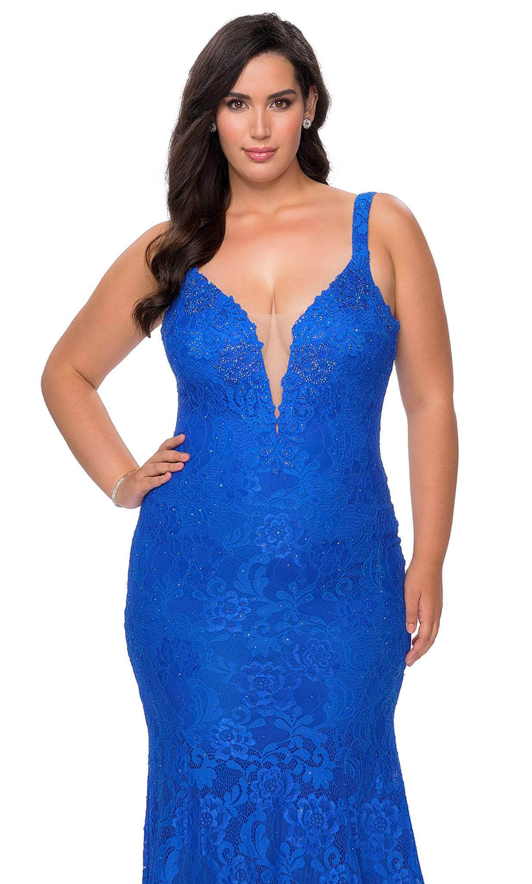 La Femme - 29052 Plunging Sweetheart Lace Mermaid Gown Evening Dresses