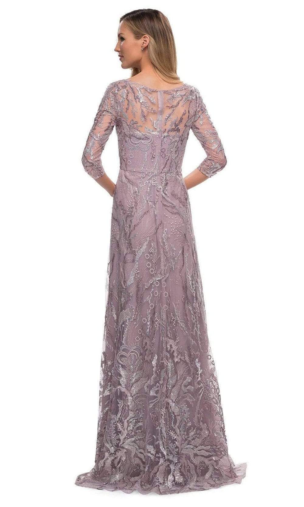La Femme - 29233 Sheer Sleeve Embroidered A-line Gown Mother of the Bride Dresses