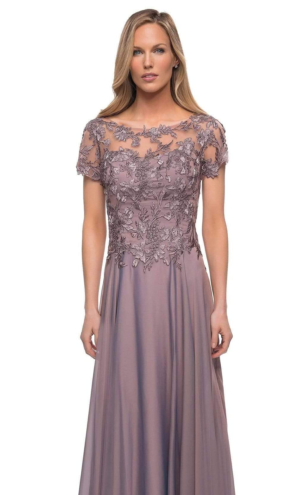 La Femme - 29235 Illusion Embroidered Flowy A-line Dress Mother of the Bride Dresses