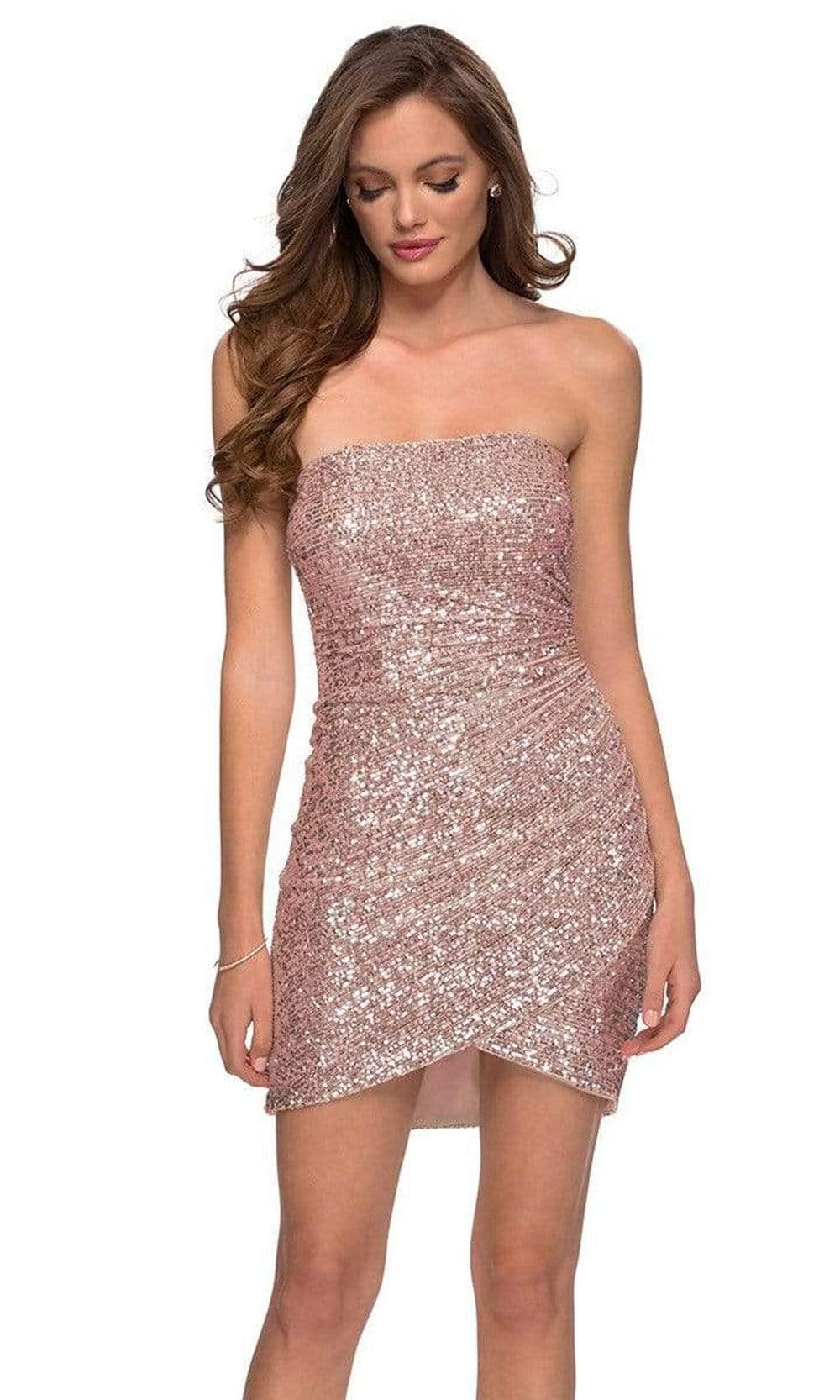 rose gold hoco dress Short-sleeves Rose Gold Sequin Homecoming Dress with Tulle Skirt loveangeldress
