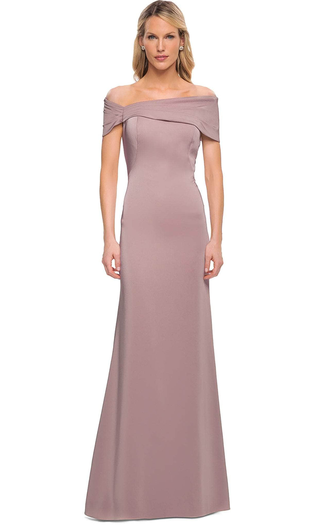 La Femme - 29537 Fitted Off Shoulder Evening Dress Mother of the Bride Dresses 2 / Mauve