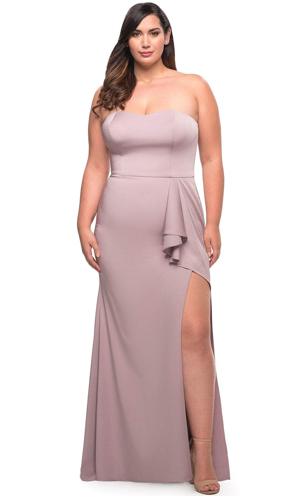 La Femme 29664 - Strapless Ruffled Slit Prom Gown Special Occasion Dress