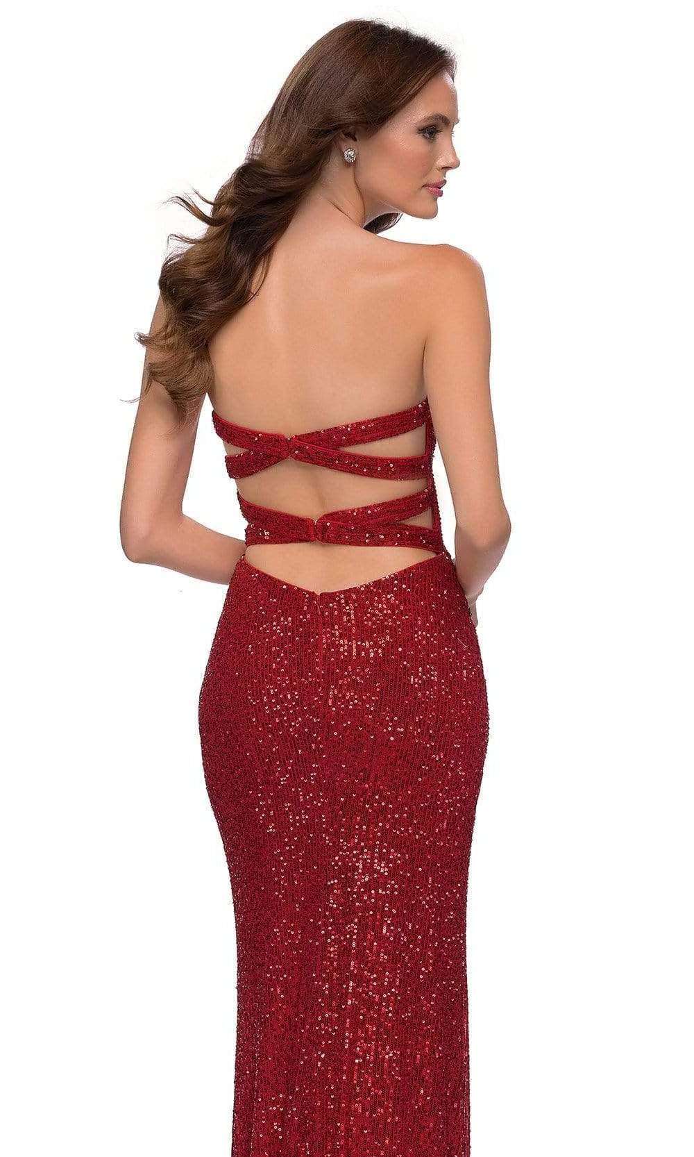 La Femme - 29681 Sequined Faux Wrap High Slit Dress Special Occasion Dress