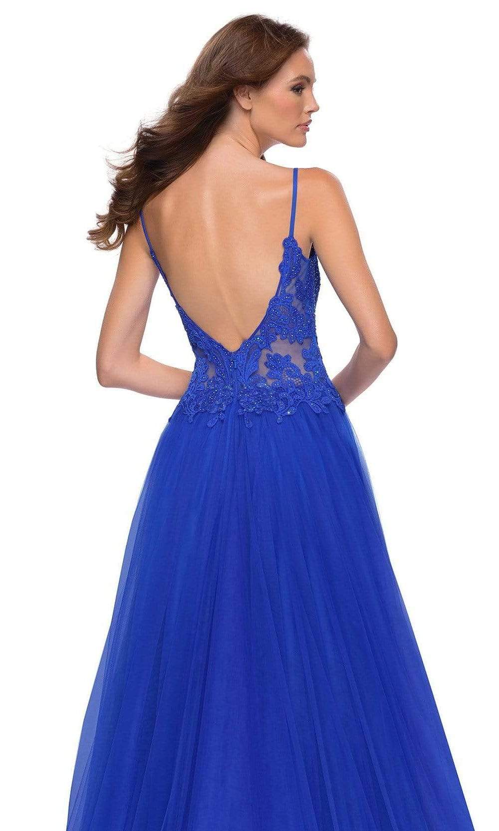 La Femme - 29686 Sparkly Illusion Bodice High Slit A-Line Gown Prom Dresses