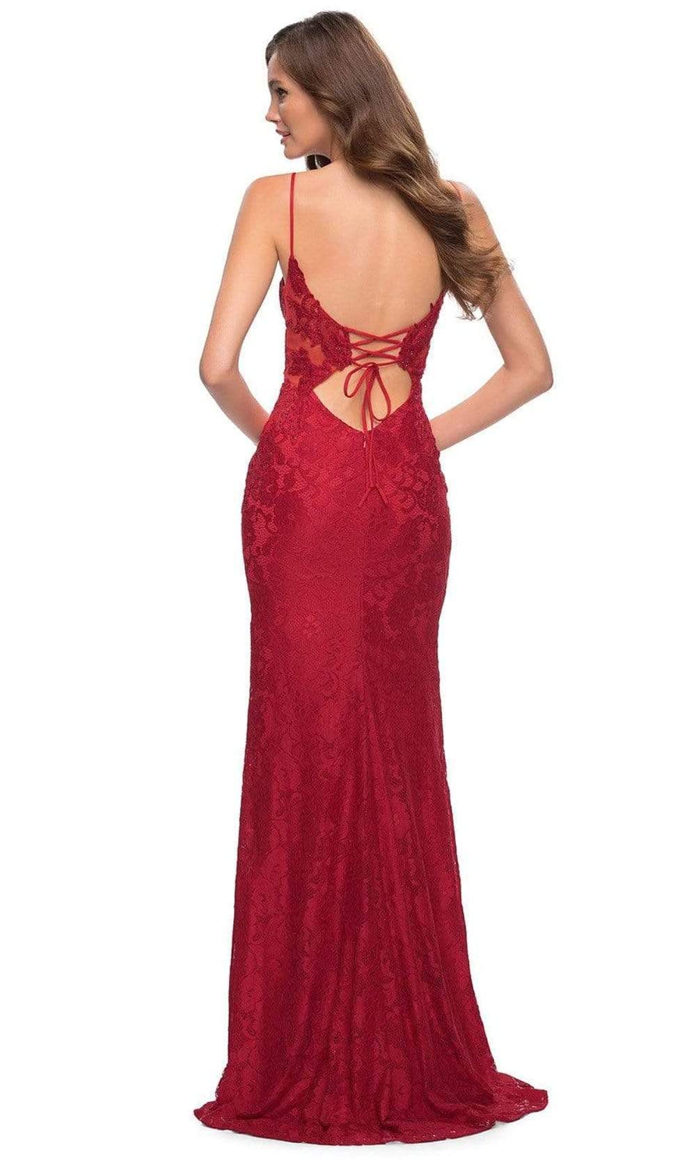 La Femme - 29694 Stretch Lace V Neck Sheath Dress Evening Dresses