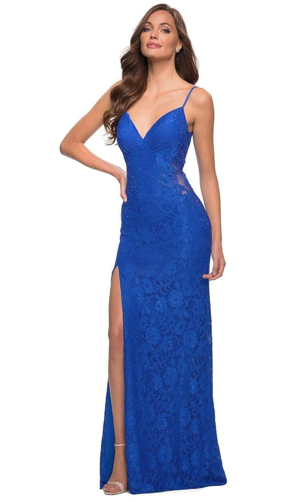 La Femme - 29694 Stretch Lace V Neck Sheath Dress Evening Dresses
