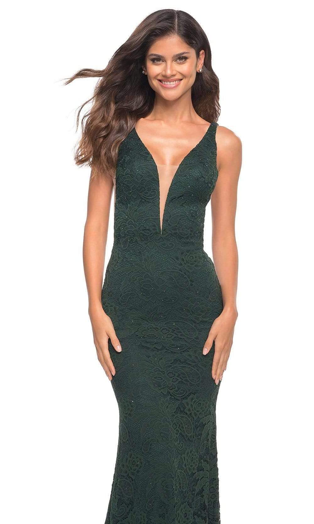 La Femme - 29732 Plunging Beaded Lace Gown Special Occasion Dress