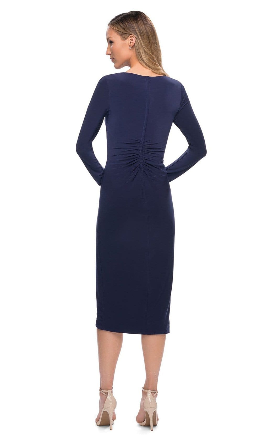 La Femme - 29812 Long Sleeve Ruched Midi Dress Mother of the Bride Dresses
