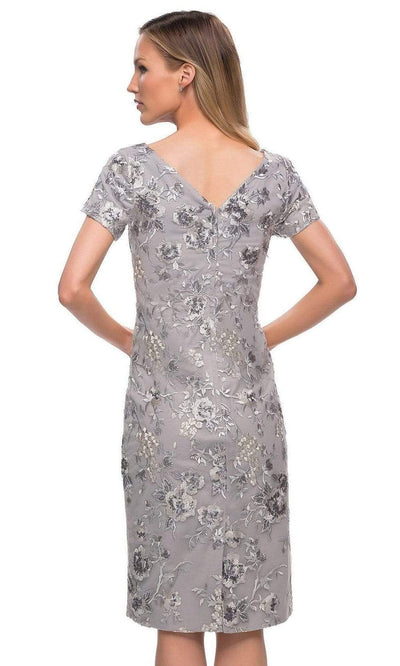 La Femme - 29824 Short Sleeve Floral Embroidered Midi Dress Mother of the Bride Dresses
