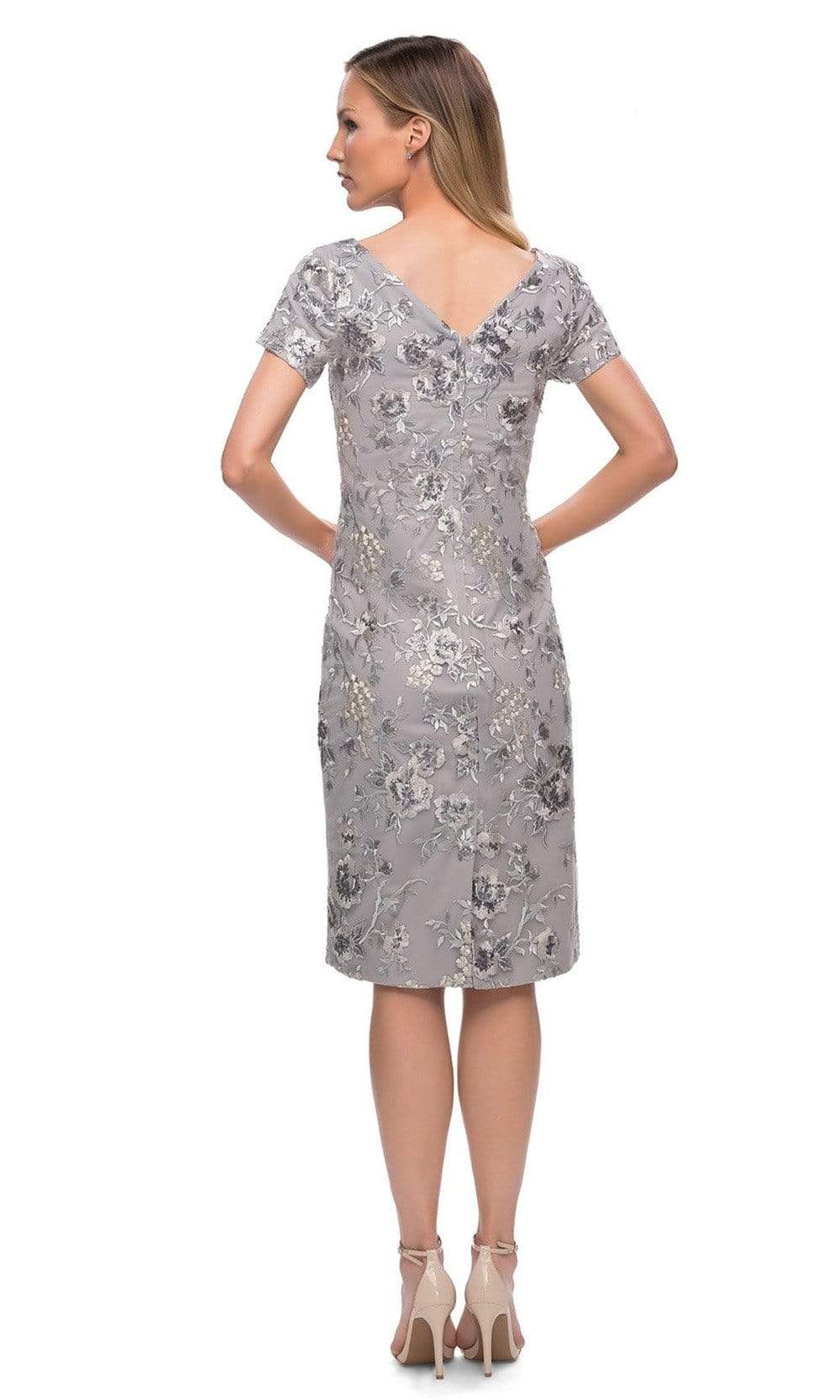 La Femme - 29824 Short Sleeve Floral Embroidered Midi Dress Mother of the Bride Dresses