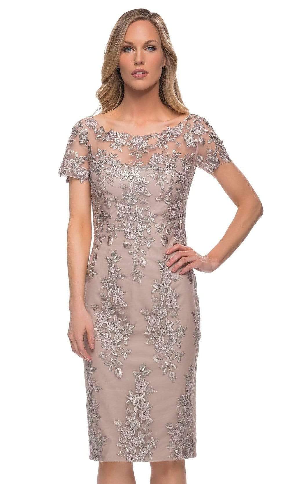 La Femme - 29930 Illusion Jewel Floral Midi Dress Mother of the Bride Dresses