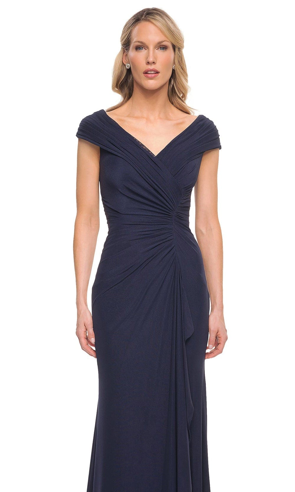La Femme 29996 - V Neckline Ruching Column Gown Special Occasion Dress