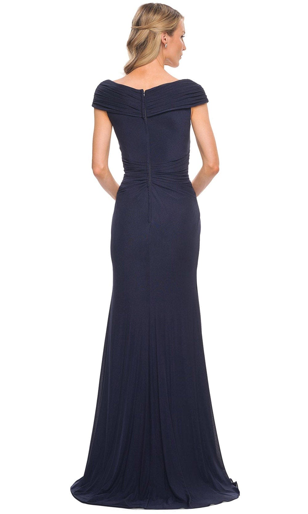 La Femme 29996 - V Neckline Ruching Column Gown Special Occasion Dress