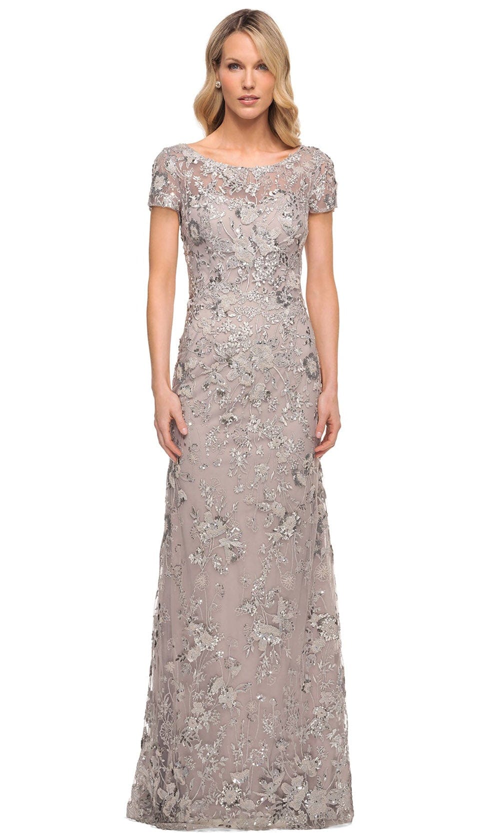 La Femme 30053 - Embroidered Sheath Dress Mother of the Bride Dresses 2 / Lavender/Gray