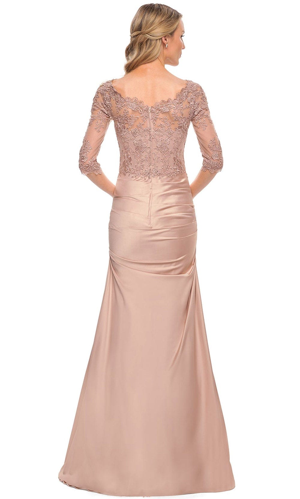 La Femme 30162 - Lace And Satin Sheer Gown Special Occasion Dress