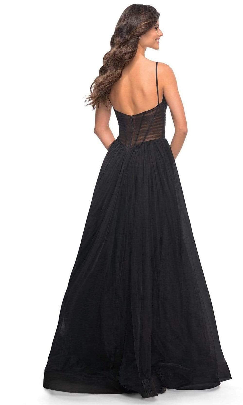 La Femme - 30334 Sheer Ruche-Ornate A-Line Gown Prom Dresses