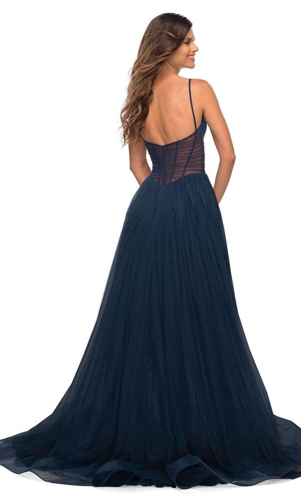 La Femme - 30334 Sheer Ruche-Ornate A-Line Gown Special Occasion Dress