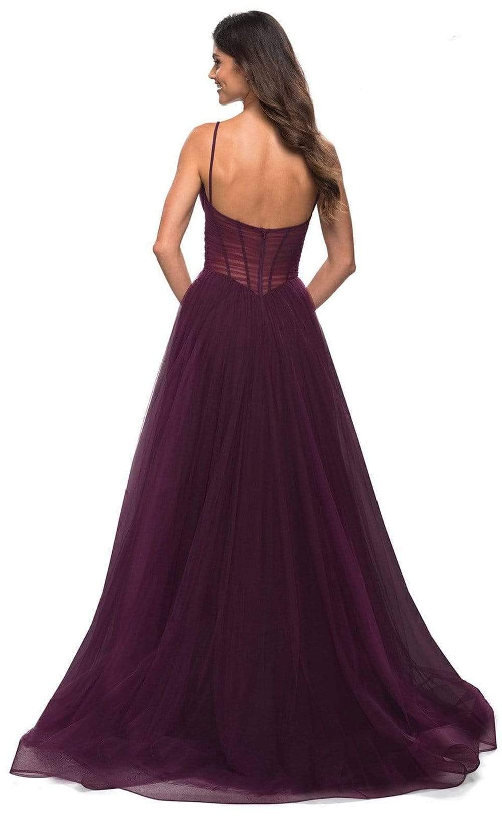 La Femme - 30334 Sheer Ruche-Ornate A-Line Gown Special Occasion Dress
