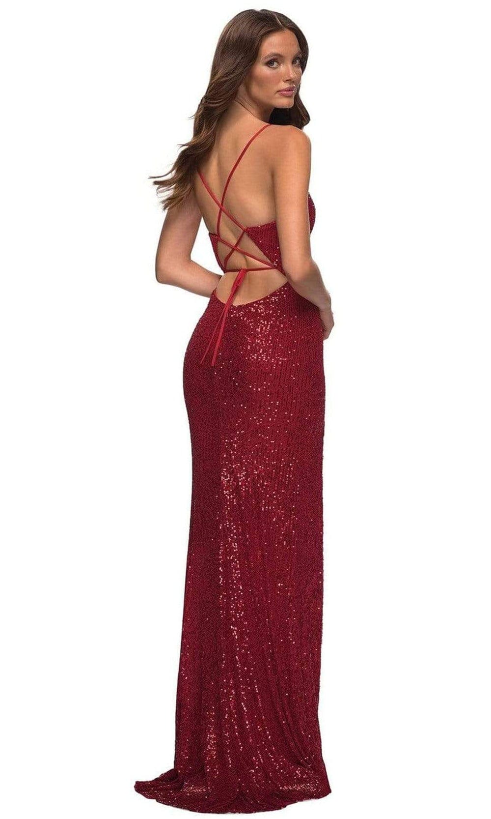 La Femme - 30388 Plunging V-Neck Sequin Gown Prom Dresses