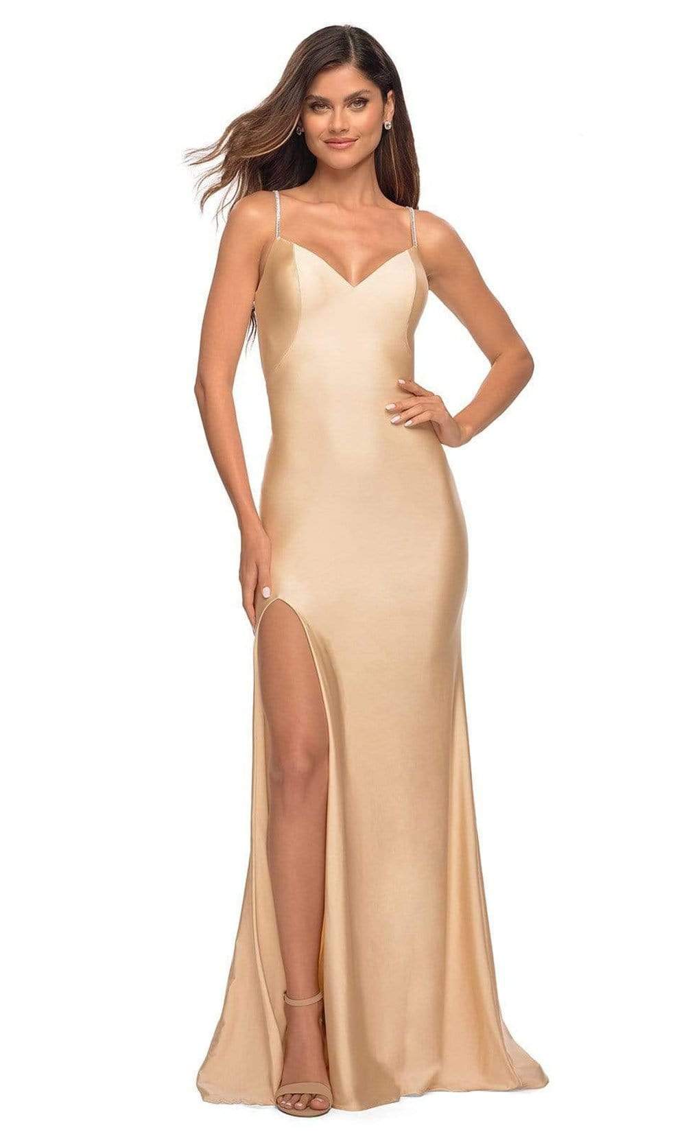 La Femme - 30435 Jeweled Strap Sheath Gown In Mauve