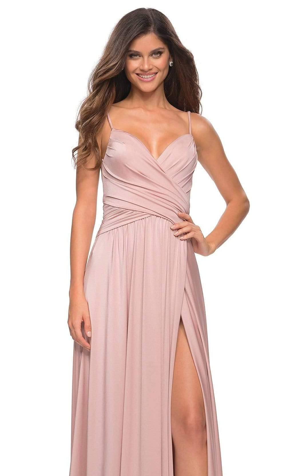 La Femme - 30571 Spaghetti Strap Cross Bodice Gown Special Occasion Dress