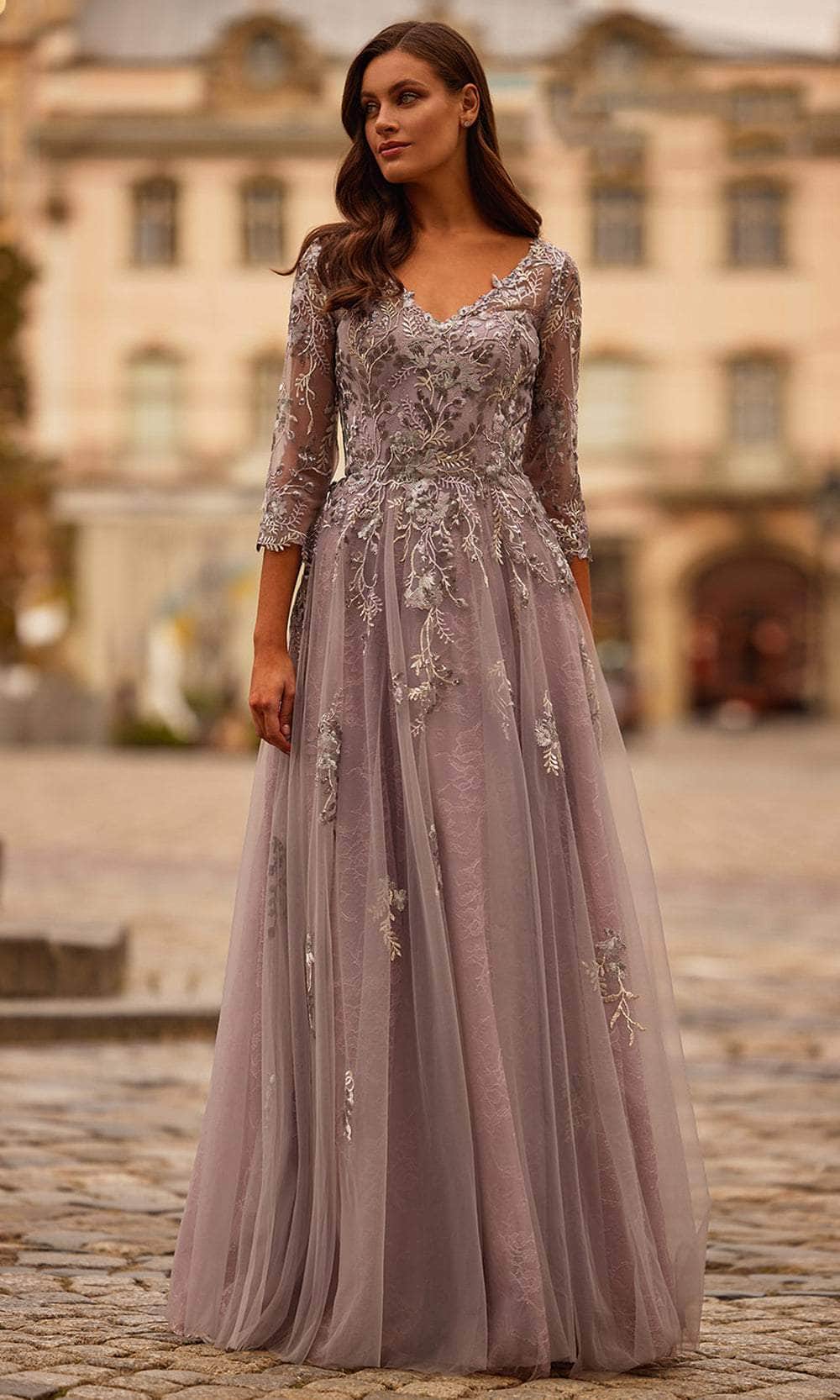 La Femme 31717 - Illusion Sleeves Evening Dress Mother of the Bride Dresses