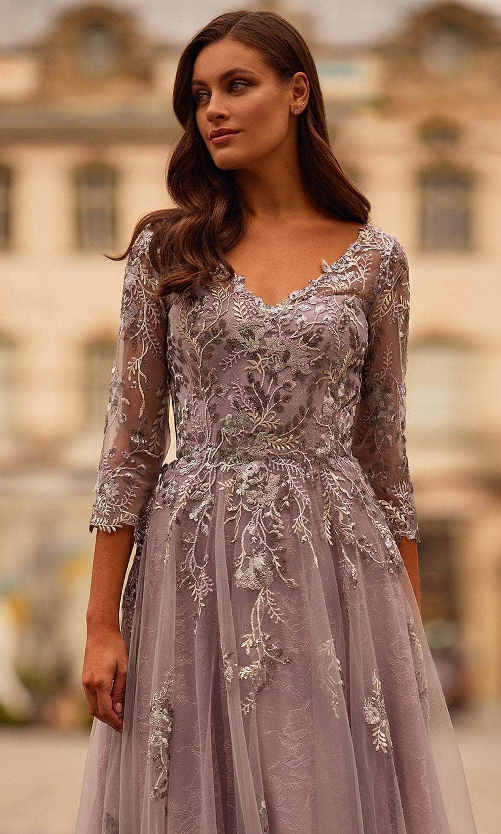 La Femme 31717 - Illusion Sleeves Evening Dress Mother of the Bride Dresses